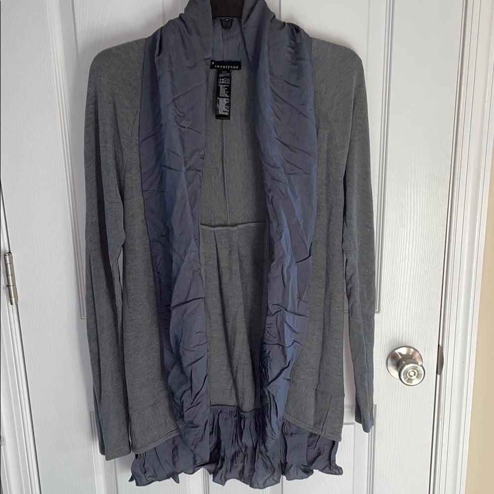 Forever 21 Charcoal Gray Ruffled Cardigan